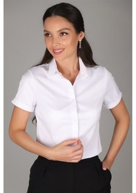Resim Sweetness Kadın Beyaz Kısa Kollu Likralı Gömlek Beyaz 