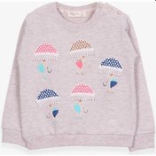 Resim Breeze Kız Çocuk Sweatshirt Şemsiyeli Kız Baskılı 1.5-5 Yaş, Bej ((550006116) 