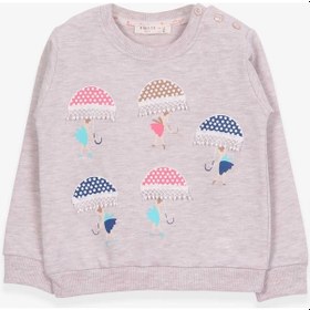 Resim Breeze Kız Çocuk Sweatshirt Şemsiyeli Kız Baskılı 1.5-5 Yaş, Bej ((550006116) 