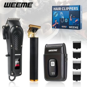 Resim WEEME 3 adet Erkek Profesyonel Saç ve Sakal Bakım Seti, Erkekler için Saç Kesme Makinesi, Trimmer ve Tıraş Makinesi, USB Şarj Edilebilir, LCD Ekran - Ev, Seyahat ve Erkekler için Hediye - Siyah/Mavi Seçenekler 