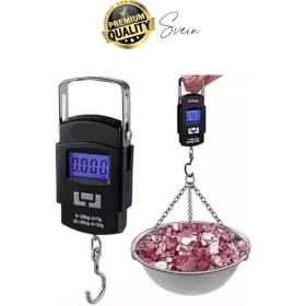 Resim Svein Taşınabilir Hassas Elektronik Terazi El Askılı Ölçekli LCD Dijital Göstergeli Ağırlıkları Bagaj 