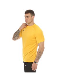 Resim Bisiklet Yaka Erkek T-shirt Sarı 