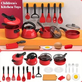 Resim Montessori Oyuncak Mutfak Seti – Tencere, Tavalar, Yemek Aksesuarı - 24pcs 