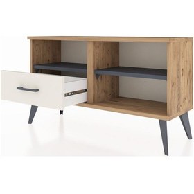 Resim Arges Şifonyer 2 Raflı Tek Çekmeceli 88x30x48 Çam-antrasit/aytaşı Antrasit/aytaşı 