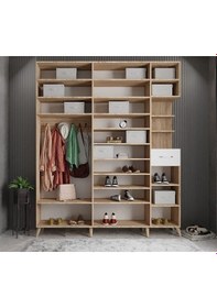 Resim Açelya Portmanto Vestiyer Meşe Beyaz 200cm M10 