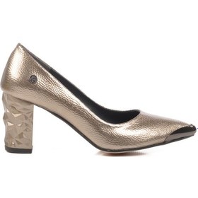 Resim Platin Yüksek Topuklu Kadın Abiye Ayakkabı Pc-51752 Z Platin Kırışık 