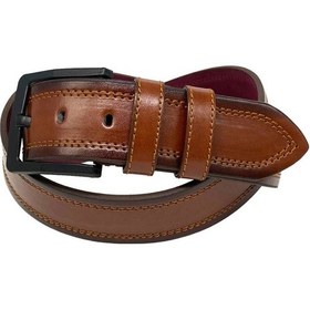 Resim Süzer Deri Taba Suni Deri Dikişli Desensiz Düz Model 4.5 Cm.lik Spor Kot Kemer - 4523-111-22ks Taba 