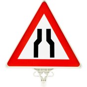 Resim Üstün Üçgen Uyarı Levhası Her Iki Taraftan Daralan Yol Tek Yön 