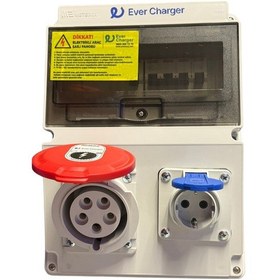 Resim Ever Charger Trifaz Elektrikli Araç KombiBox - Plastik, Kaçak Akım Röleli ve Sigortalı 