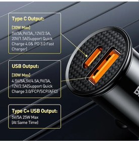 Resim Baseus 30w Usb Araç Şarj Hızlı Şarj 4.0 3.0 Fcp Scp Usb Pd İçin 