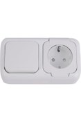 Resim STOREMAX Beyaz Anahtar ve Topraklı Priz Şeffaf Kapaklı Çabuk Bağlantı Kombine Yatay 1185222 