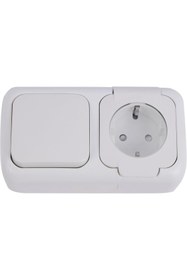 Resim STOREMAX Beyaz Anahtar ve Topraklı Priz Şeffaf Kapaklı Çabuk Bağlantı Kombine Yatay 1185222 