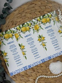 Resim Kişiye Özel Menü Kartı - Düğün, Nişan ve Davet Masaları İçin 
