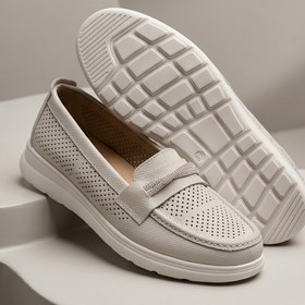 Resim Aura Comfort - Ortopedik Tabanlı Işıltı Detaylı Kadın Buz Rengi Günlük Casual Loafer Ayakkabı 