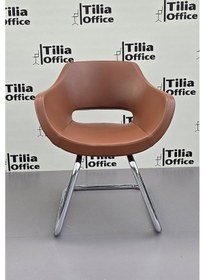 Resim Monaco Çalışma Bekleme Koltuğu Kahverengi Krom U Ayak Kahverengi 