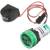 Resim Yuntech01 Mini Dijital Ac Akım Voltmetre 50-500v/0-100a - Yeşil Led Ekranlı, 30mm Yuvarlak Panel, İkili Ölçüm Fonksiyonu 