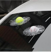 Resim 3d Beyzbol Futbol Tenis Topu Araba Gövdesine Vurur Araba Çıkartmaları Otomatik Cam Çıkartmaları 3 