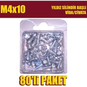 Resim M4x10 Yıldız Silindir Başlı (YSB) Vida/Civata 80 Adet 