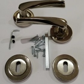 Resim Bravo Rozetli Nikel Saten Oda Kapı Kolu 