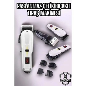 Resim Mossem Yeni Nesil Tıraş Makinesi Uzun Şarjlı Paslanmaz Çelik Bıçaklı 