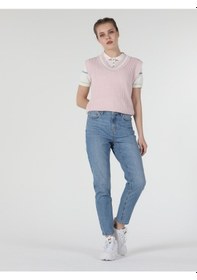 Resim Colin's Regular Fit V Yaka Triko Pembe Kadın Kazak CL1057397_Q1.V1_PIN Pembe 