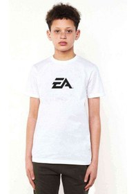 Resim Tshirthane Ea Logo Baskılı Unisex Çocuk Beyaz Tshirt 