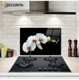 Resim Decorita Cam Ocak Arkası Koruyucu | Zarif Orkide | 40cm x 60cm 