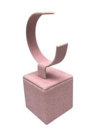 Resim Yerli Üretim Süet Kumaş Pembe Renk 13 Cm Kelepçe Saat Sergileme Standı Çok Renkli 