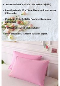 Resim Pembe Renkli Pamuklu Ranforce Kumaştan Yastık Kılıfı 2 Adet 