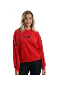 Resim Kadın Ön Arka Polo State Baskılı 3 İplik Sweat Kırmızı 