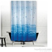 Resim Zethome Banyo Perdesi 1x120x200 Tek Kanat Duş Perdesi Halka Hediyeli 5020 Mavi 