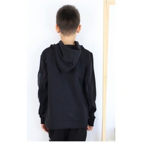 Resim Breeze Erkek Çocuk Sweatshirt Armalı Kolu Cepli Fermuarlı 9-14 Yaş, Siyah Siyah 