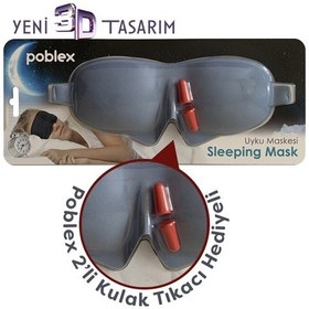 Resim Poblex 3D Uyku Maskesi Kulak Tıkacı Mavi 