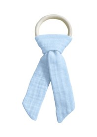 Resim Pamuk Muslin Bebek Diş Kaşıyıcı Yıkanabilir Ahşap Mavi 