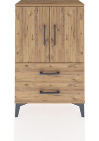 Resim Arges Komodin 2 Raflı 2 Çekmeceli 2 Kapaklı 60x30x96 Çam-çam Çam 