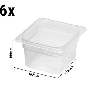 Resim Polipropilen GN Küvet 1/6 - Yarı Saydam - Yükseklik: 100 mm | CAMBRO - (6 adet) 