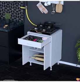 Resim Modilayn Qplas M Set Ocak Altı Dolap 65x88x48 Cm Çekmeceli, Kapaklı 2 Göz Raf Bölmeli Beyaz 