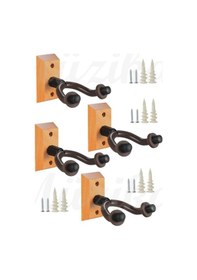Resim Gitar Bağlama Ukulele Duvar Askısı 4 Adet Standı Ahşap Yüzey + Dübel Ve Vida Dahil 