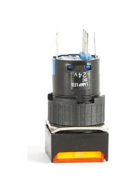 Resim 16mm Sarı Kare Ledli Yaylı Buton - 5 Pin 24V.DC 1NO+1NC 