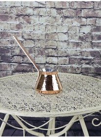 Resim Kalın Dövme Topak Bakır Cezve 3 Fincanlık 