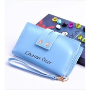 Resim Mavi Çift Çıtçıtlı Model Trend Kadın Cüzdanı 