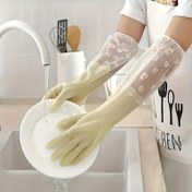 Resim Dayanıklı PVC Su Geçirmez Mutfak Eldivenleri Ev Temizliği için - Alerjiye Karşı, Alkol İçermeyen, Bulaşık Yıkama, Yıkama ve Günlük Kullanım için İdeal, Mutfak Eldivenleri 