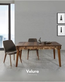 Resim Amazon Yemek Odası Takımı Yemek Masası + 4 Adet Sandalye Kahverengi 