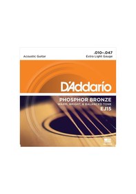 Resim D'addario Ej15 Akustik Tel Set Extra Light .010 