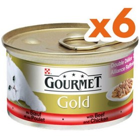 Resim Gourmet Gold Soslu Sığır Etli Tavuklu Kedi Konservesi 85 Gr x 6 Adet 