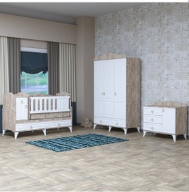 Resim Sude Membran Country Asansörlü Bebek Odası Takımı Beyaz 