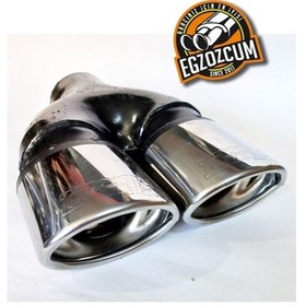 Resim 76 Mm. Çiftli Içi Dolu Eşit Krom 1 Adet Yassı Egzoz Eksoz Ucu 