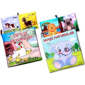 Resim 2 Kitap Tox Çiftlik Hayvanlar ve Vahşi Hayvanlar Kumaş Sessiz Kit 
