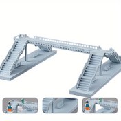 Resim 1 set gri plastik yaya köprüsü modeli - Banklar, çöp kutuları ve bilet satış makineleri ile detaylı bir kentsel yol yapı viyadük sahnesi, meraklıların monte etmesi ve toplaması için uygun. Modern kentsel sahne, model montaj ve koleksiyon | Mimarlık sahnemiz montaj modeli 