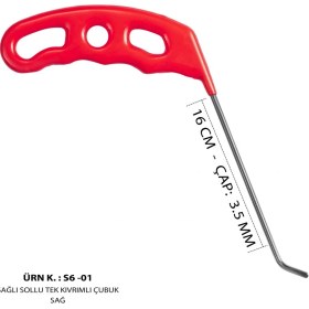 Resim 16 cm 3.5 mm Çap Sağlı Sollu Tek Kıvrımlı Sağ Boyasız Göçük Düzeltme Çubuğu, Pdr Çubuk - S6-01 